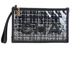 Tweed Wristlet Clutch, Leather/PVC, 278722230(2019), AC/DB, 3*